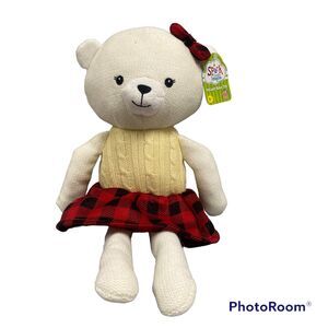 2021 Spark Create Imagine Christmas Holiday Bear Lovey Stuffed Animal NWT
